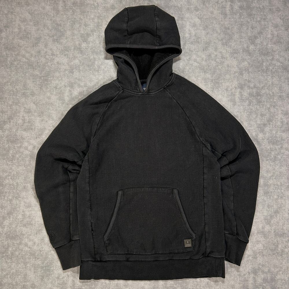 Roark Revival Heavyweight Fleece Hoodie Men's M Black Hidden Zip Stash Pocket